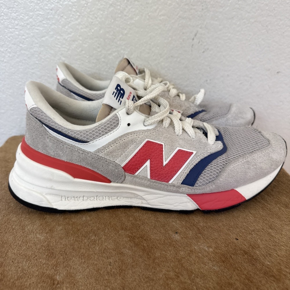 New Balance 997R Brighton White Grey Red Linen & Blast Red‎ Men's Size 9.5